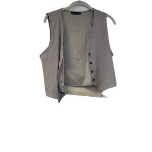 Chic Gray Button-Up Vest Meli & Denim Sz L bundle
